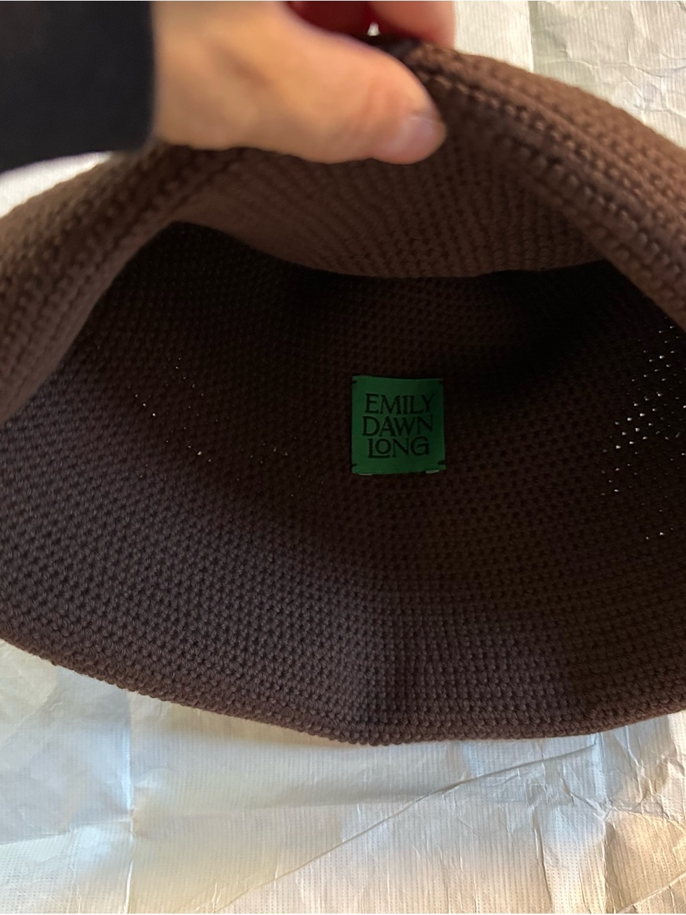 Emily Dawn Long Brown Knit Bucket Hat
